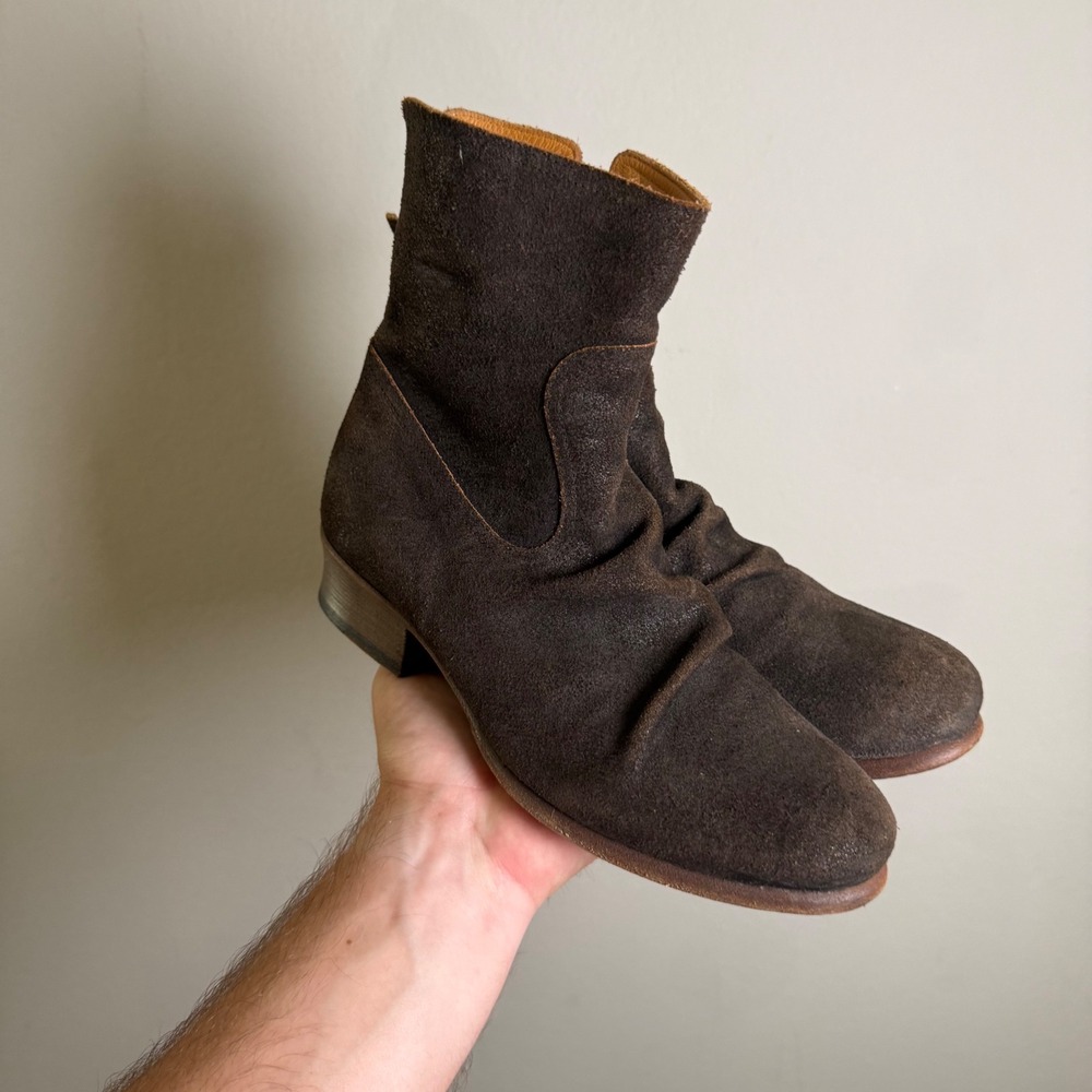 Fiorentini + Baker Dark Brown Distressed Suede Slouch Ankle Boots Italy Women 38